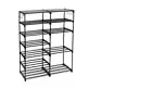 Mainstays 7-Tier Adjustable 21 Shoe Rack with Hooks, Black