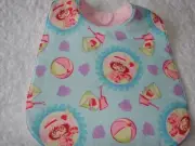 Strawberry Shortcake Blue Baby Bib Cotton Front Towelling Back Handmade