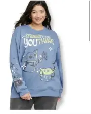 Star Wars Grogu Stronger Than You Think Mandalorian Sweatshirt Size XL Blue NEW