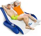 Inflatable 1-2 Person Pool Recliner Lounge Float with Cup Holders
