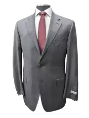 Canali 1934 Mens Gray Striped 44L Drop 7 100% Wool 2 Button 2 Piece Suit