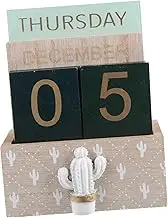 STOBOK Desktop Calendar Wood Block Calendar Month Date Calendar Perpetual Calendar School Home Office