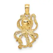 14K Yellow Gold Textured Octopus Charm