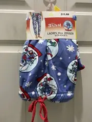 New!Disney’s Stitch XMAS Plush Sleep Jogger With Pockets.SizeL(12-14).Great Gift