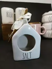 Rae Dunn SALT Mini Birdhouse Ceramic Salt Pig w/ Wooden Scoop Spoon