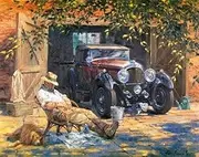 WOWDECOR Art Supplies Yard Car Old Men & Dog DIY Paint by Numbers Kits 40 x 50cm with Painting Brushes Canvas (No Frame)