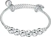 NOLITOY Girl Silver Bracelet for Shower Decorations Adjustable Bell Charm Bangle for Boy Girl Girls Boys