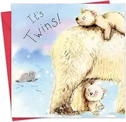 Twizler New Twins Card with Polar Bears - New Baby Twins Card - Twins Card - New Baby Card - Newborn Essentials - Congratulations Card - Cute Card - New Baby Gifts - Twins Gifts