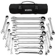 Jaeger 18pc MM/Metric TIGHTSPOT 90-Tooth Ratcheting Wrenches MASTER SET - With B