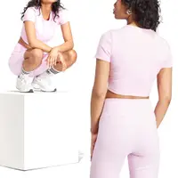 在飛比找蝦皮商城優惠-Adidas Rib Tee 女 粉色 訓練 休閒 運動 短