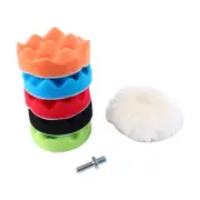 7Pcs 5" Sponge Polishing Waxing Buffing Pads Kit Car Polisher M14 Drill Adapter