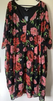 New Tags Autograph Chrysanthemum Print Dress Size 24