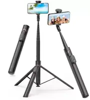 66" Tripod, Selfie Stick Auto-Open Phone Tripod Stand 360° Rotatable (Black)