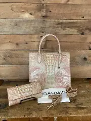 Brahmin Caroline Sunkiss Melbourne Leather Satchel & Cordelia Wallet--NWT