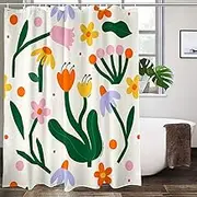 Lovetar Retro Vintage Flowers 70s 80s Shower Curtain Washable Waterproof Fabric Aesthetic Bath Curtains Set for Bathroom with Hooks Decor Art - 72"X72"