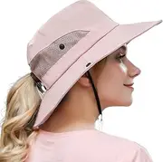 [OZ SMART Australia] Ponytail Hole Women's Bucket Hat, Wide Brim Sun Hat with UPF 50 UV Protection, Boonie Hat for Beach, Hiking, Camping, Fishing, Golf with Chin Strap