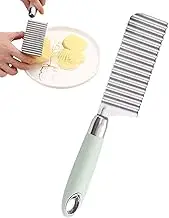 Potato Cutter Slicer | Stainless Steel Crinkle Slicer Potato Cutter | Food Chopper Long Handle Kitchen Gadgets, Wavy Tool for Cucumber, Carrot, Veggies & Fruit