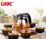 Lilac Teapot Set With 6 Cups