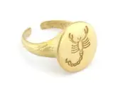 Scorpion Bark Textured Band Round Ring Adjustable Raw brass 5-8.5US size 4858