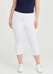 [Taking Shape] Taking Shape Good Earth Australian Cotton Crop Legging Size 16 in White - Plus Size Women's Leggings White