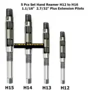 5 Pcs Adjustable Hand Reamer H12 to H16 1.1/16" 2.7/32" Plus Extension Pilots