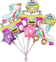 8 PCS Rainbow Roller Skate Balloons Inflatable Radio Boombox Props for 80s 90s Party Decorations Retro Theme Hip Hop Birthday Party Back to the 80S 90S decorations