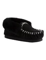 [Aus Wooli Ugg] Hand Stitched Sheepskin Moccasin in Black