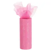 6" Rainbow Glitter Tulle Ribbon Rolls Net Fabric 10 Yards Pink/White/Dark Pink