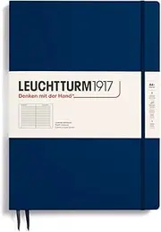LEUCHTTURM1917 342926 Notebook Master Slim (A4+), Hardcover, 123 Numbered Pages, Ruled, Navy
