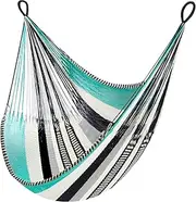 Handwoven Hanging Chair by Yellow Leaf Hammocks - Fits 1 Person, 330lb Max - Kick Back for Full-Body Recline - Weathersafe, Ultra Soft, Hang Anywhere - Color: Turquoise - Black -White