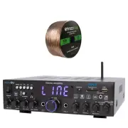 Pyle 200 Watt Bluetooth Stereo Amplifier, 100 Foot 16-Gauge Speaker Wire, Bundle
