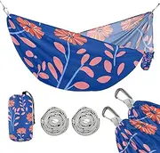 Small Coral Flowers Blue Background 330lb Capacity Outdoor Hammocks Hanging Hammock for Outside Camping Essentials hamaca para adultos