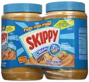 2 JARS Skippy Creamy Peanut Butter Spread 2 pk 48 oz Cracker Sandwich