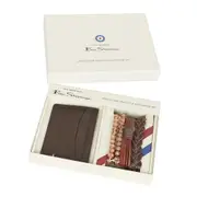 5pc Ben Sherman Men's Leather Credit Card Wallet & Bracelet Accessory Brown/Tan
