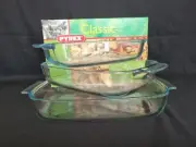 Rare Vintage Pyrex 3-Piece Glass Baking & Roaster Dish Set Brand New, Collection