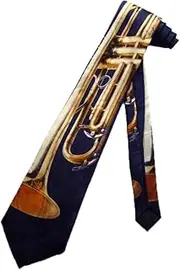 [Steven Harris] Mens Trumpet Music Instrument Necktie - Black - One Size Neck Tie