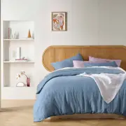 Vintage Design Homewares Denim Blue French Linen Quilt Cover Set