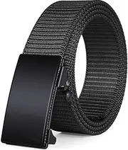 [FIREYUN] Men's Ratchet Web Belt,1.25 inch Nylon Automatic Buckle Belt,No Holes Invisible Belt for Men