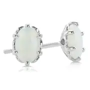 Sterling Silver 6x4mm Oval Cut Opal Stud Earrings