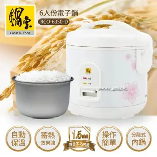 【CookPower 鍋寶】6人份直熱式炊飯厚釜電子鍋-鋁合金內鍋(RCO-6350-D)