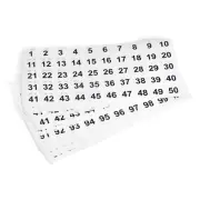 1 to 100 Number Stickers Number Label Self Adhesive 25.4mm/1" , Pack of 20