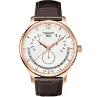 在飛比找PChome商店街優惠-TISSOT Tradition 逆跳微笑時刻萬年曆時尚腕錶