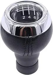 HouYeen 6 Speed Gear Shift Knob Leather for M-ini Cooper R55 R56 R57 R58 R59 R60 R61 Black & Silver