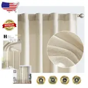 Stylish Heathered Beige Linen Textured Curtains - 96 Inch Light Filtering Drapes
