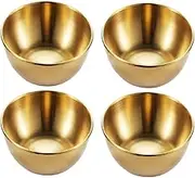 YXUANYZNB 4 Pieces Stainless Steel Dip Bowls Round Seasoning Dishes Sushi Dipping Bowl Saucers Bowl Mini Appetizer Plates Seasoning Dish Saucer Plates -Gold