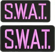 SWAT EMBROIDERY PATCH 4X10 & 6X11 HOOK ON BACK PINK ON BLACK