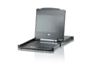 Aten Rackmount KVM Switch Single Rail 8 Port DVI USB w/ 17.3' LCD Display, 2x Custom KVM Cables, 1920x1200@60hz Display, LED Illumination