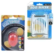 Colour Changing Egg Timer & Stainless Steel Boiled Egg Slicer Kitchen Helper Set