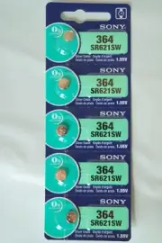 5x muRata/formally SONY 364, SR621SW Watch Battery 0% Mercury EXPIRE 12/2025