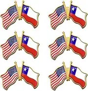 [rhungift] 6/12/50/100 Pack -American Chile Friendship Flag Pins Bulk -1.4” Metal US USA Chilean Lapel Pins Badge Button Souvenir, 1.4inch, Metal, no gemstone